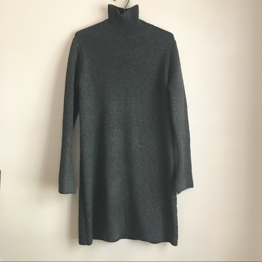 Zara Ribbed Braided Turtleneck Dress Gray Size M - Picture 3 of 12